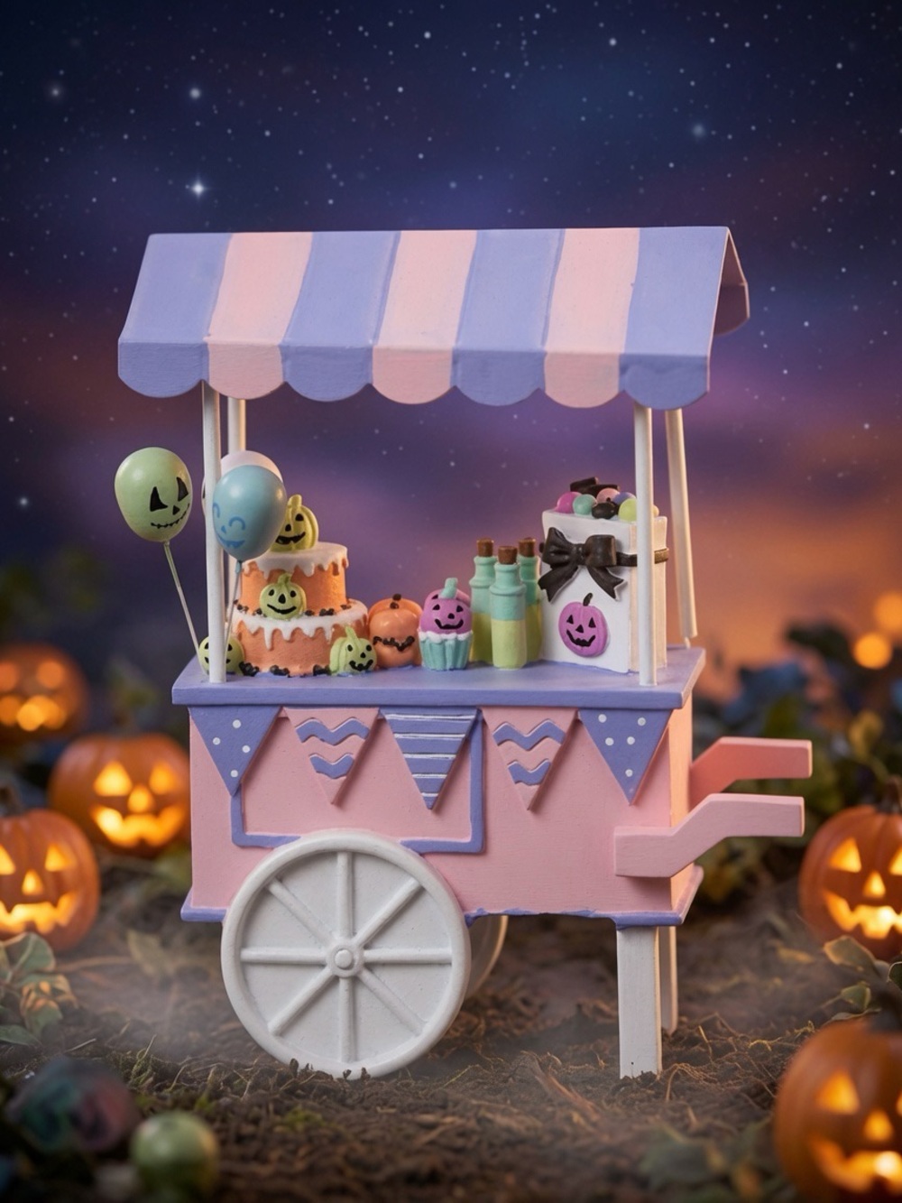 Pastel Halloween Dessert Cart Holiday Decor - Pink & Lavender